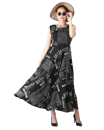 Ladies Black Color Sleeveless Floral Printed Dress