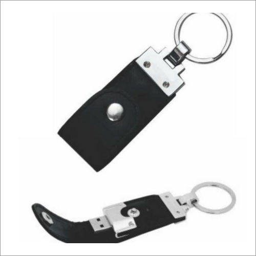 Black Leather Pendrive Keychain