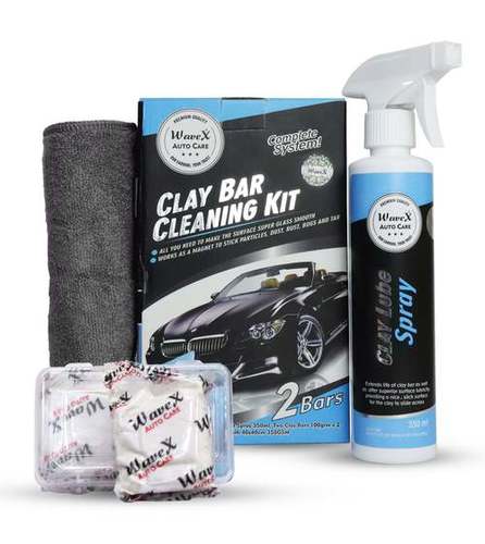 Wavex  Clay Bar Kit 2 Bars 100grm Each 1 Clay Lube 350ml 1 Microfiber Cloth