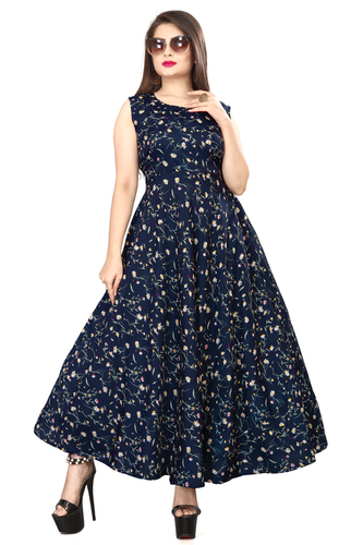 Ladies Navy Blye color Sleeveless Floral Dress