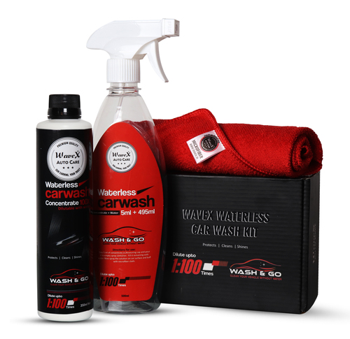 Wavex Waterless Car Wash Kit 100x Concentrate with Wavex Microfiber Cloth Dilutable 350 ml