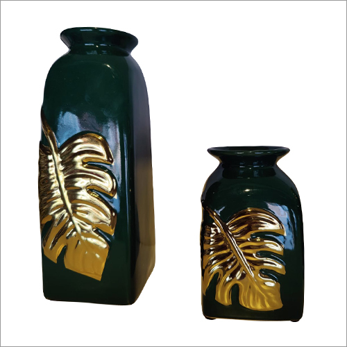 Green Colour Decorative Ceramic Vase By CONTAINER STUDIO