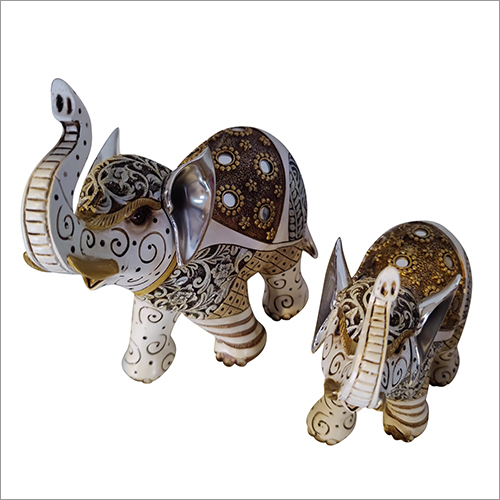 Printed Elephant Pair Sculpture