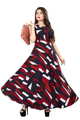 Ladies Multicolor Sleeveless Floral Dress