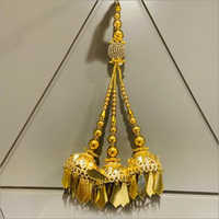 Designer Fancy Latkan - Acrylic, Long Size, Golden & Colorful With Tassels | Bead Decoration, Plain Pattern