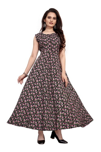 Ladies Multicolor Sleeveless Floral Dress