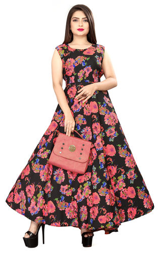 Multi Ladies Multicolor Sleeveless Floral Dress