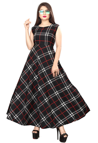 Ladies Black Color Sleeveless Floral Dress