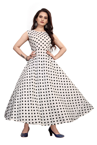 Ladies White Color Sleeveless Floral Dress