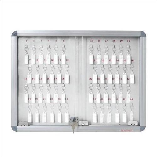 Glass Steel Back Key Cabinet With Sliding Cover