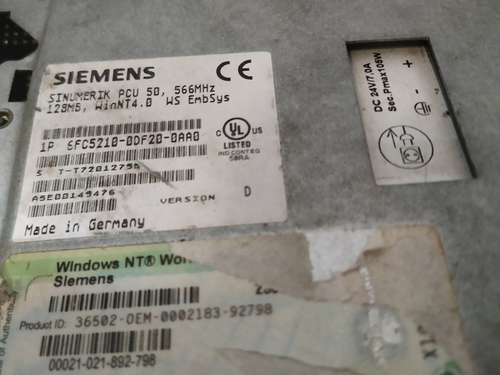 SIEMENS SINUMERIK PCU 6FC5210-0DF20-0AA0