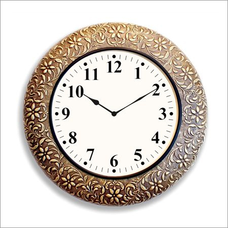 Golden Wooden Antique Wall Clock