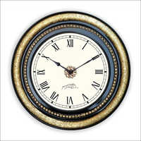 Wooden Half Metal Wall Clock - Multi Colour Medium Round Design | Mdf And Brass Fashion Timepiece For Household, Commercial, And Office Use