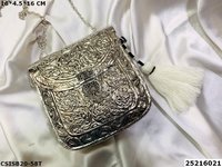 Handcrafted Designer Silver Brass Clutch Bag