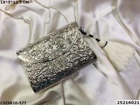 Handcrafted Designer Silver Brass Clutch Bag