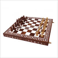 12 Inch Solid Sheesham And Acrylic Ivory Inlaid Wooden Folding Chess Set With Wooden Stauntion Coins