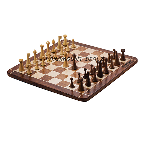 21 Inch Minimalist Hermann Ohme Chess Pieces in Sheesham and Box Wood