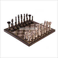Brass Metal Fischer Design Shiny Silver And Black Luxury Chess Pieces and Board Combo Set