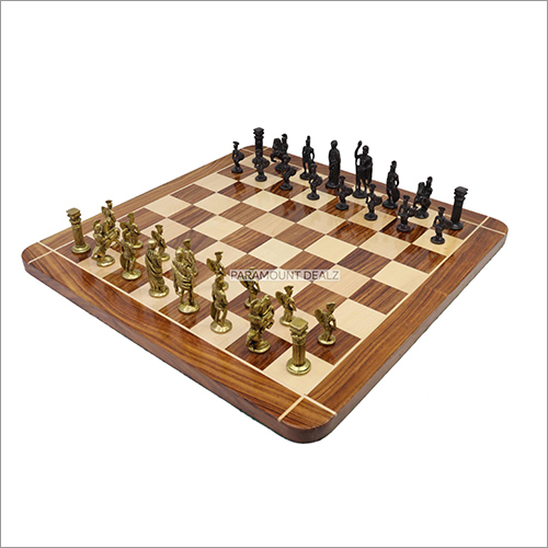 21 Inch Gold and Black Coins Roman Brass Chess Set