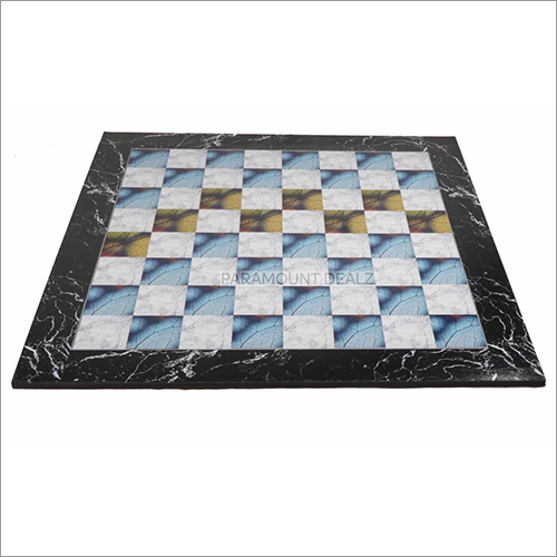 21 Inch 55 mm Blue Marble Look Wooden Laminated Chess Board