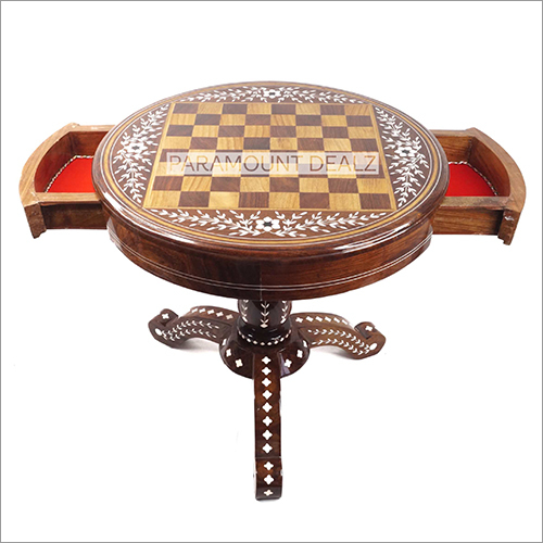 Inlaid Wood Chess Table By PARAMOUNT DEALZ