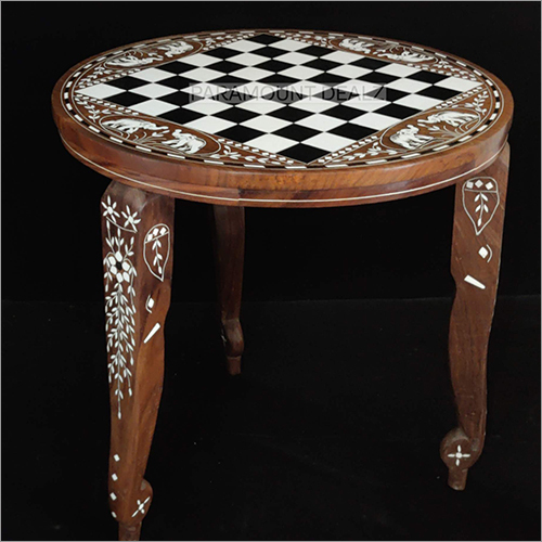 Inlaid Wood Chess Table