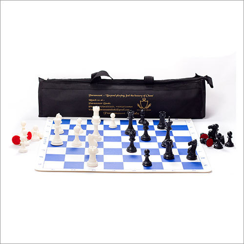 FIDE Standard Vinyl Chess Set with 2 Extra Queens and Chess Bag