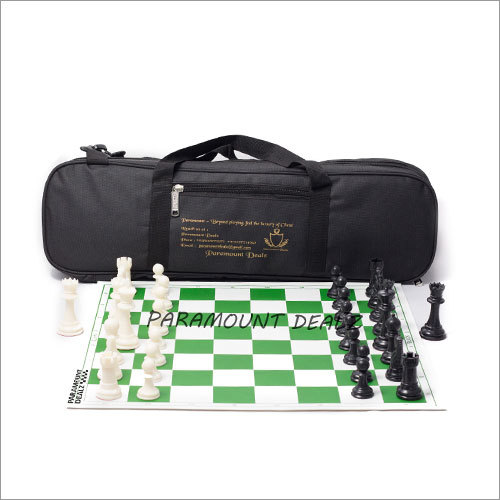 FIDE Standard Vinyl Chess Set with 2 Extra Queens and Grand Master Edition Chess Bag