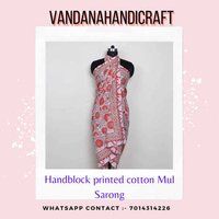 Hand Block Printed Cotton Sarong - 44x72 Inches, Multi Color | Quick Dry Fabric For Women, Versatile Printed Design
