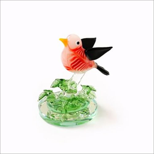 Glass Bird With Leaf