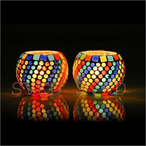 3 Inch Glass Mosaic Tea Light Candle Holder