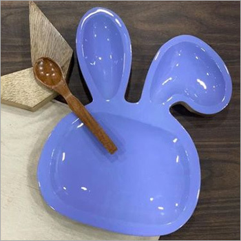 Bunny Shaped Platter - Mango Wood 12 Inches Natural Brown with Red Epoxy Resin | Food-Safe Durable Gloss Finish Includes Wooden Spoon