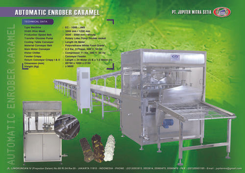 Enrober Cooling Tunnel Machine Capacity: Approx 180.000 M3/Hr