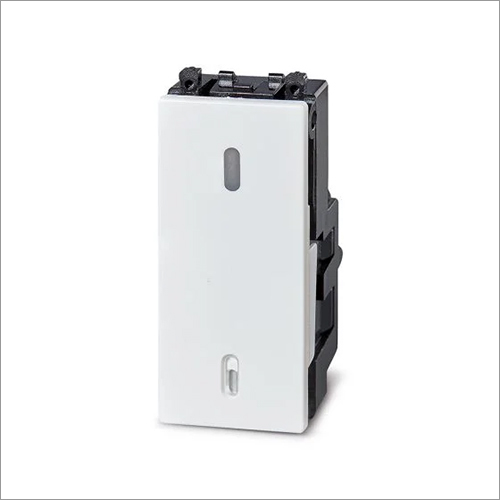 White 6A 1 Way Full Flat Switch With Indicator