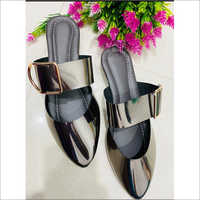 Metallic Casual Mules With Strap