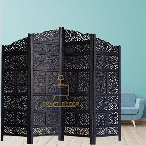 Black Craft Decor 6 Feet Wooden Room Divider Partition Screen