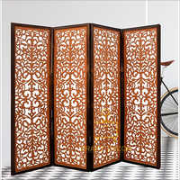 Golden And Walnut Shade Wooden Room Divider Partition Screen