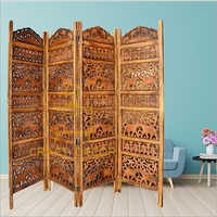 6 Feet Golden And Walnut Shade Wooden Room Divider Partition Screen