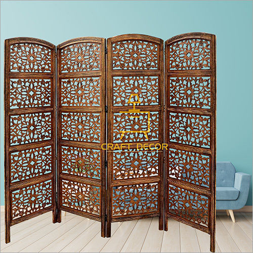 Brown 6 Feet Natural Shade Wooden Room Divider Partition Screen