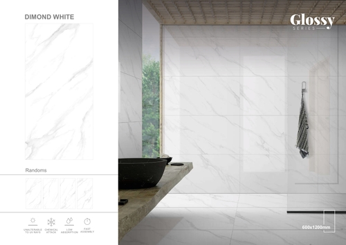 600x1200 mm Glossy Series Diamond White Tile