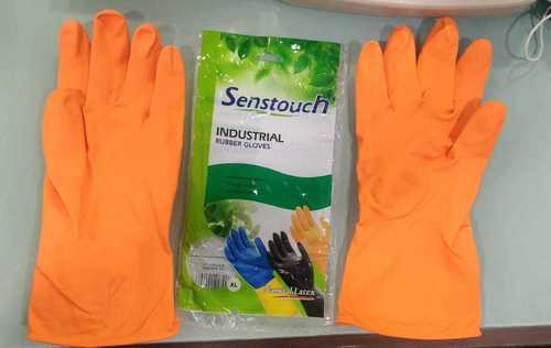 Orange Industrial Rubber Hand Gloves