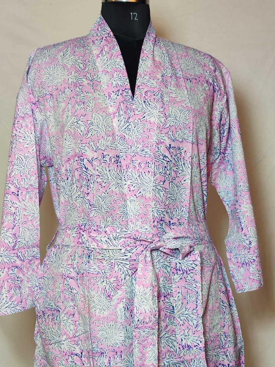 Handblock Printed Cotton Bathrobe