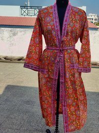 Handblock Printed Cotton Bathrobe