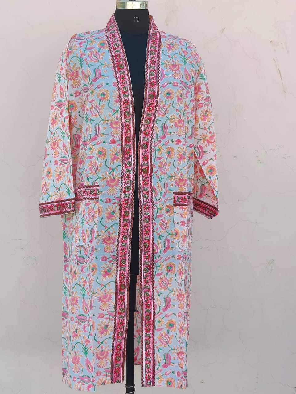 Handblock Printed Cotton Bathrobe