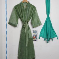 Cotton Bathrobe - Free Size, Hand Block Printed By Vandhna Handicraft | Anti Uv, Breathable, Quick Dry, All-season Comfort