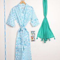 Hand Block Printed Cotton Bathrobe