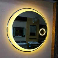 Led Mirror - Glass Metal Frame, Approx. 24 Inches Diameter, Warm White Led Lighting | Glossy Finish, Wall Mounted, Medium Round Design