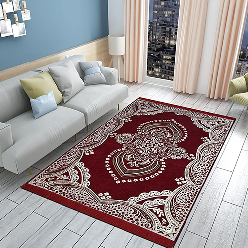 Solid Pattern Red Color Jacquard Carpet