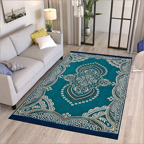 Solid Pattern Blue Color Jacquard Carpet