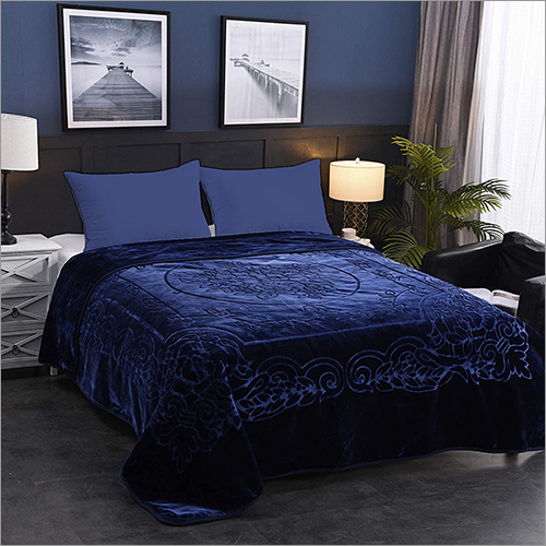 Plain Blue Double Bed Quilt